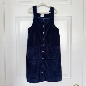 JCrew / crewcuts girls navy corduroy button-front dress, overall style, size 8